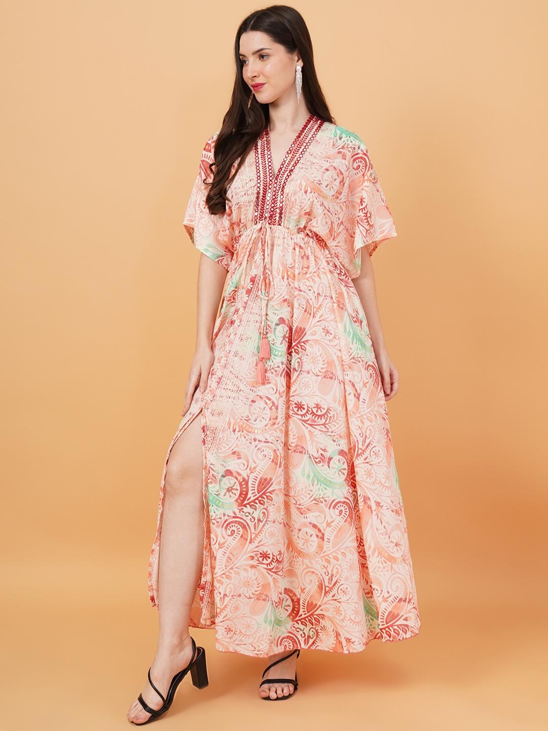 Women Pink Printed Fit & Flare Dress