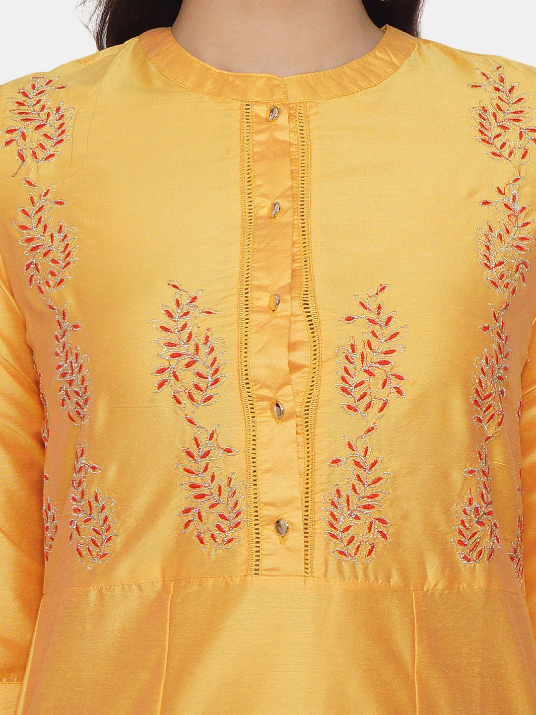 Women Yellow Embroidered Kurta