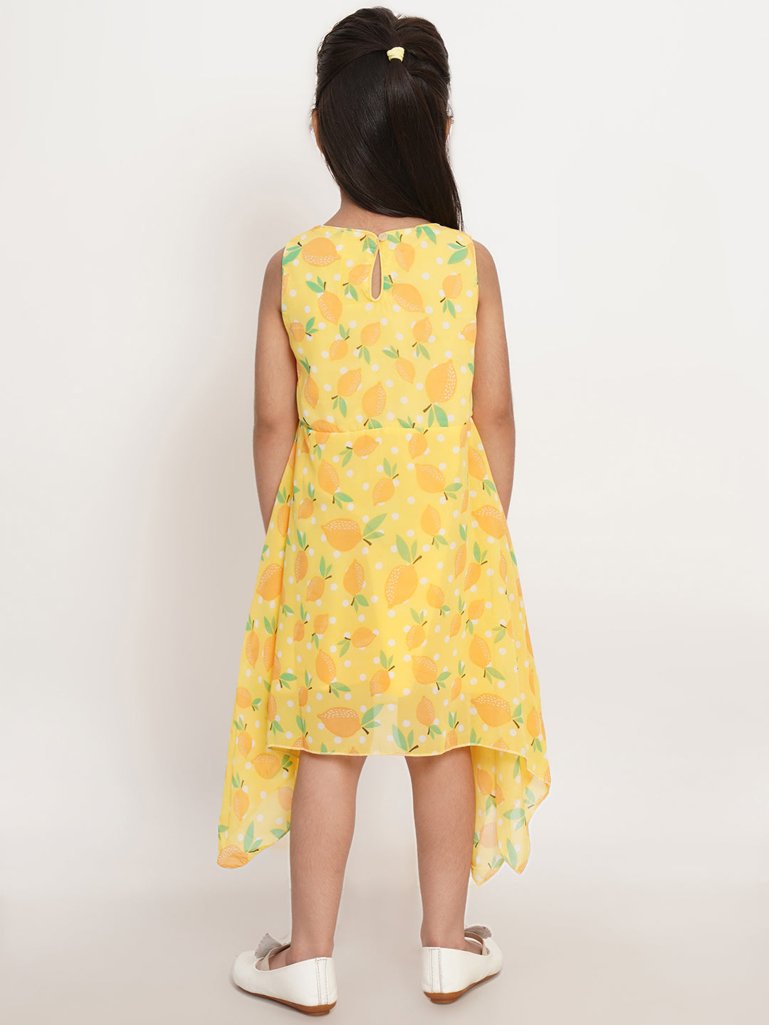 CREATIVE KID'S Girl Yellow & Green Lemon Print High & Low Dress