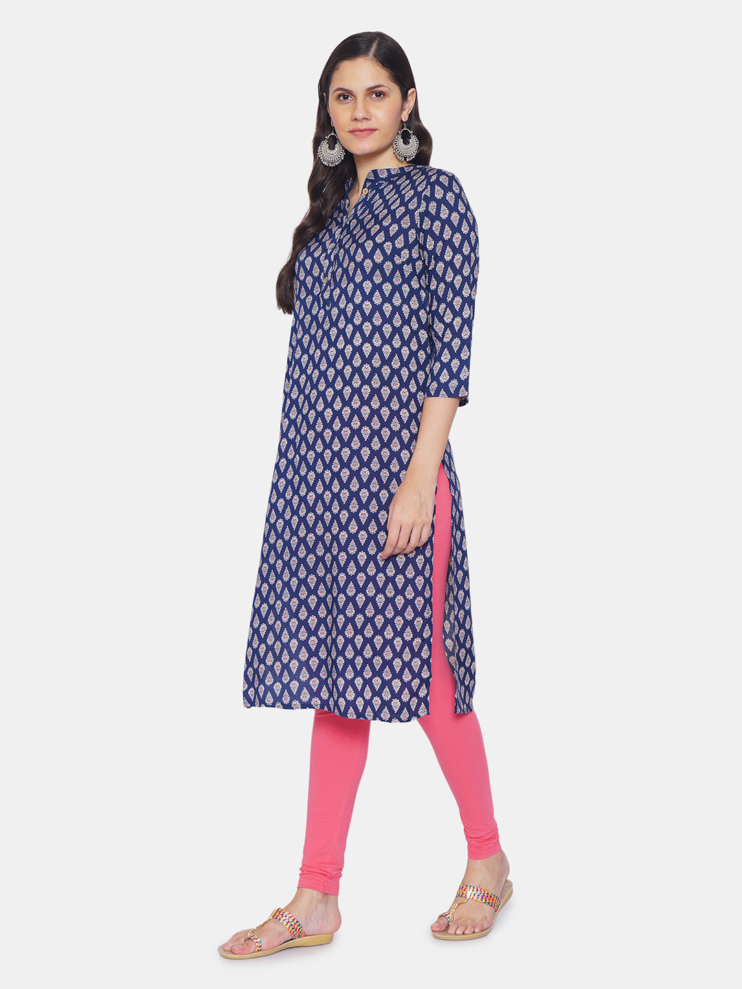 Women Navy Paisley Print Kurta