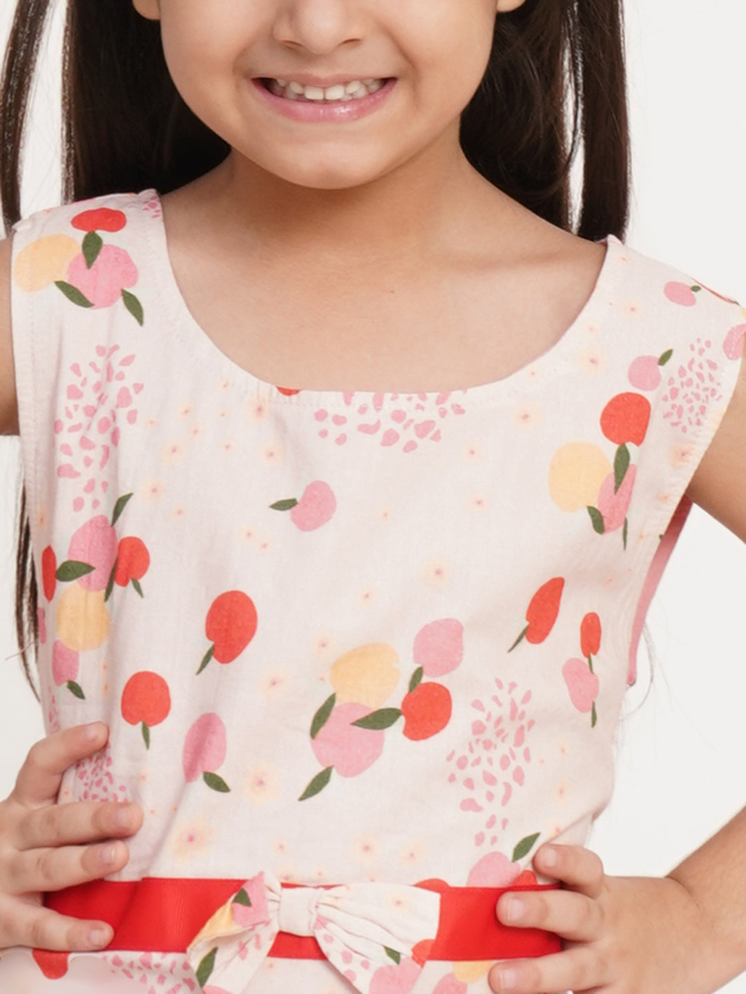 CREATIVE KID'S Girl Pink Printed Cotton A-Line Dress