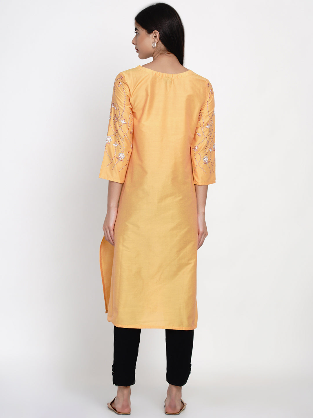 Women Embroidered Polycotton A-Line Kurta