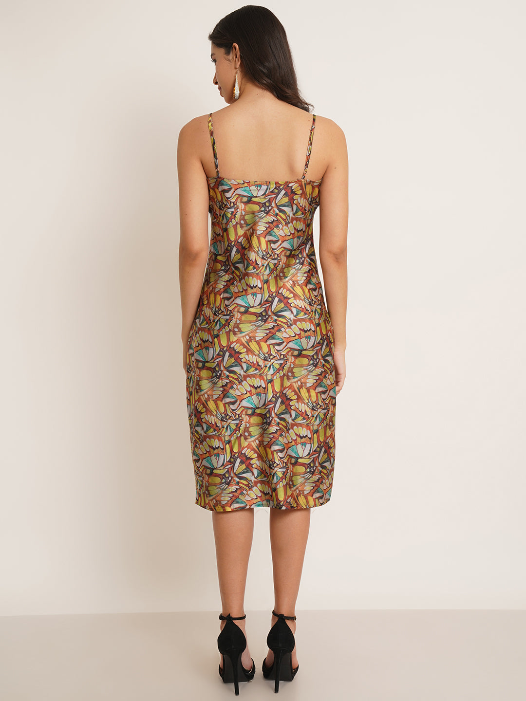 Women Yellow & Brown Printed A-Line Dress