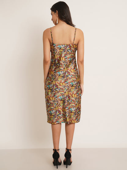 Mustard Shoulder Strap Satin A-Line Women Dress – 9 Impression