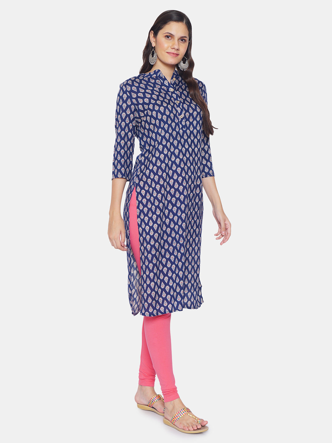 Women Navy Paisley Print Kurta