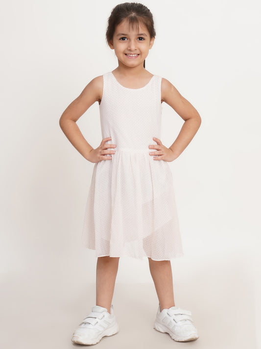 CREATIVE KID'S Girl White Printed A-Line Dress